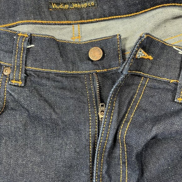 Nudie Jeans Co Lean Dean Jeans Mens 36x32 Dark Indigo Dry 16 Dips Made in Italy - Picture 6 of 16